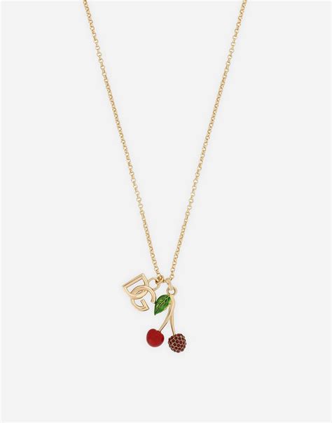 Necklace with DG logo and cherry charms 